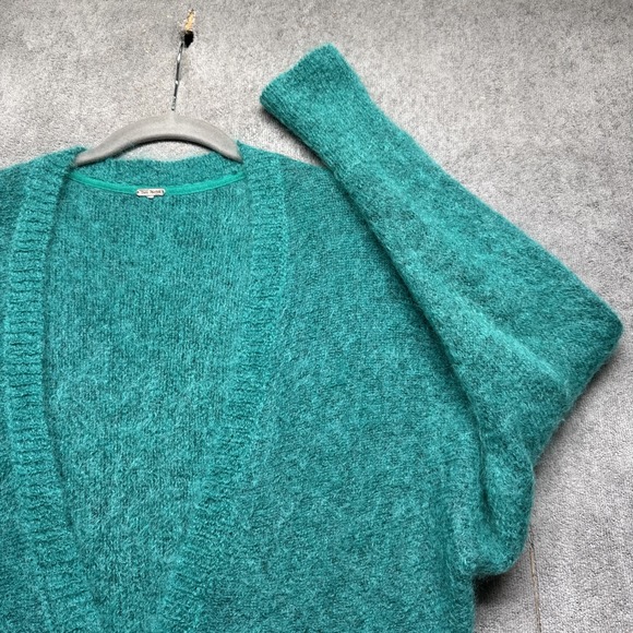 Free People Sweaters - Free People‎ Green Mohair Blend Button Front Cardigan Sweater Boho Slouchy M
